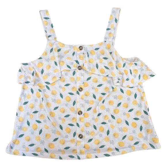 Wallflower Cami XL Lemon Print Button Front Ruffle Flounce Summer Citrus Top - Picture 5 of 9